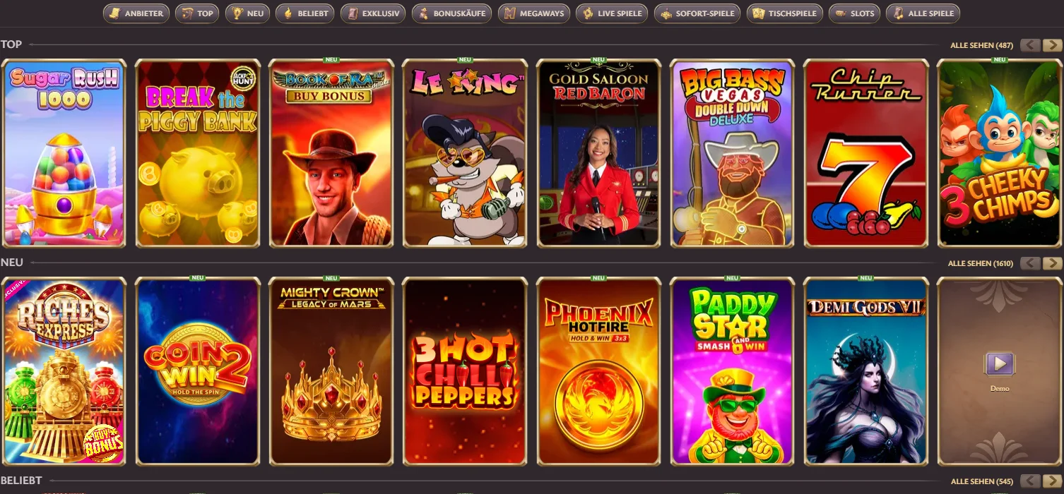 Vicibet Spielauswahl